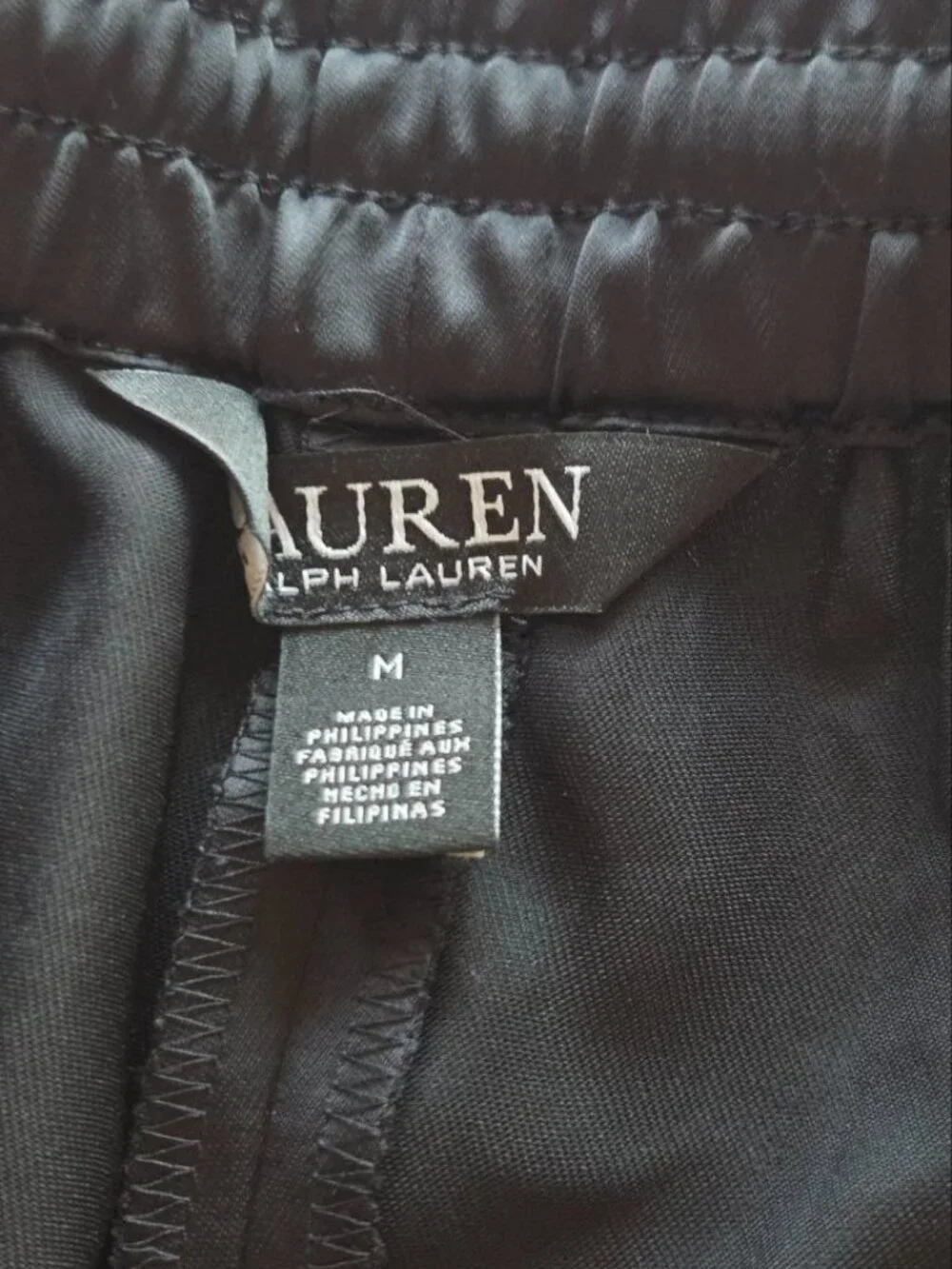 $165 Lauren Ralph Lauren Satin Charmeuse Wide-Leg Pant Black Size M - Picture 8 of 11